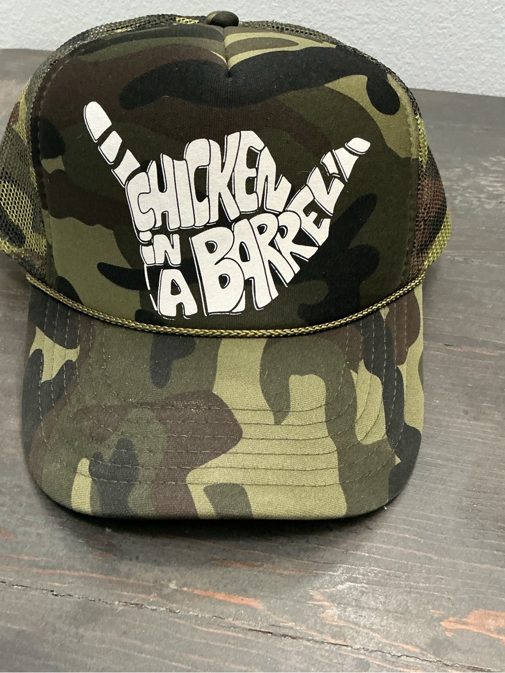 Otto Chicken In A Barrel BBQ Shaka Camo Trucker Hat SnapBack Hawaii